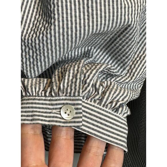Moussy gray white striped 3/4 sleeves blouse size Free Size - Picture 6 of 16